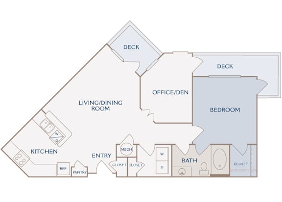 A6 (Topaz) with den - 1 bed 1 bath - 2d floor plan