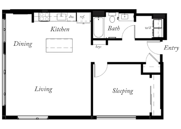 A6 - 1 Bed -1 Bath - 893 Sq Ft - 2D - Willow Apartments