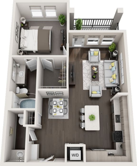 Rise at 2534 - A6 - 1 bedroom 1 bath - 3D