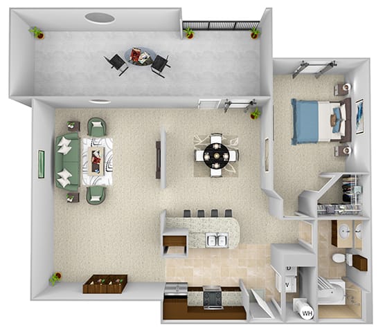 Monterra Las Colinas - A7 - 310 - 1 bedroom - 1 bath - 3D