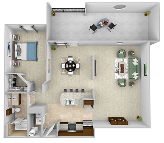 Monterra Las Colinas - A7 - 305 - 1 bedroom - 1 bath - 3D