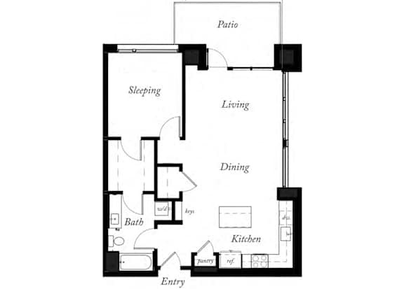 A8 - 1 Bed -1 Bath - 900 Sq Ft - 2D - Willow Apartments