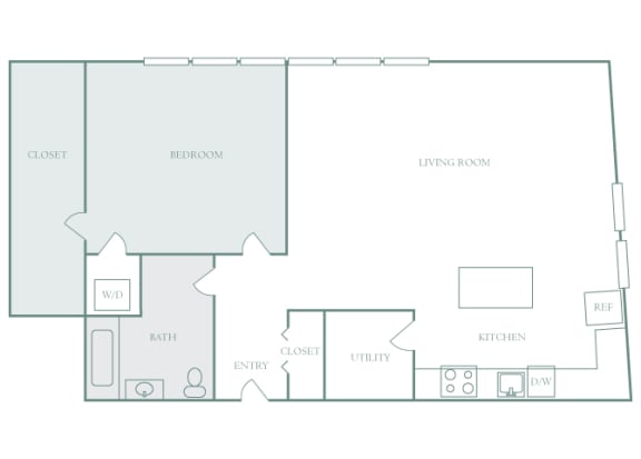 Harbor Hill Apartments floor plan A9 - 1 bed 1 bath - 2D