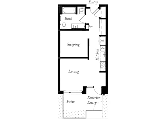 AD - 1 Bed -1 Bath - 583 Sq Ft - 2D - Willow Apartments