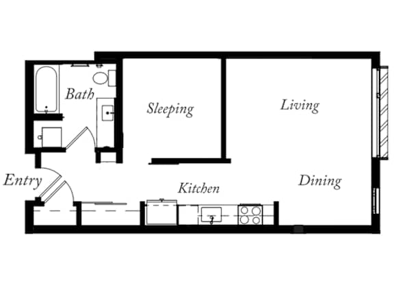 AG - 1 Bed -1 Bath - 602 Sq Ft - 2D - Willow Apartments