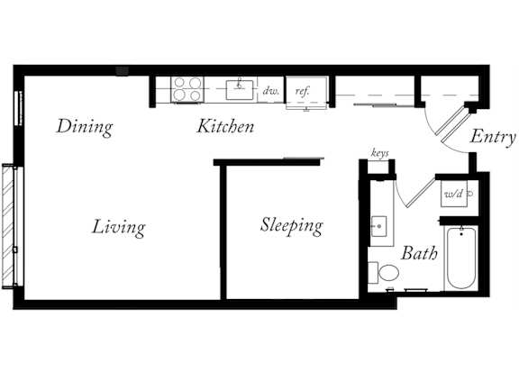 AI - 1 Bed -1 Bath - 625 Sq Ft - 2D - Willow Apartments