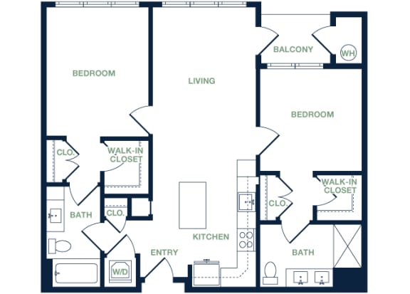 B6 - 2 Bed - 2 Bath - The Airdrie at Paoli Station - 2D Floor Plan