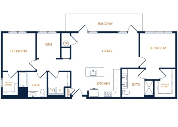 B9 - 2 Bed - 2 Bath - The Airdrie at Paoli Station - 2D Floor Plan