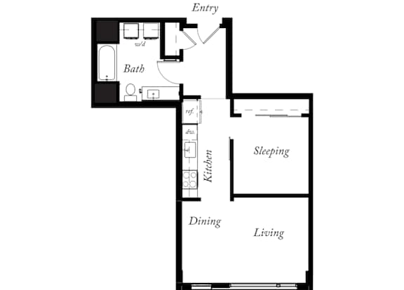 AK - 1 Bed -1 Bath - 633 Sq Ft - 2D - Willow Apartments
