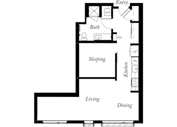 AL - 1 Bed -1 Bath - 676 Sq Ft - 2D - Willow Apartments