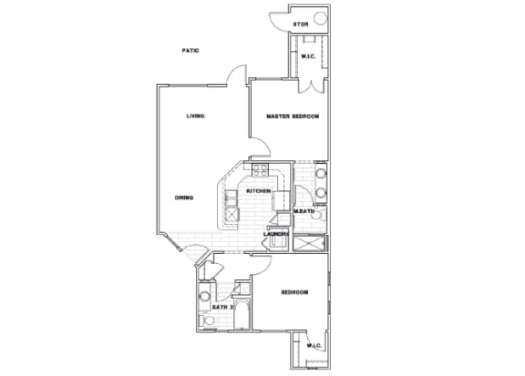 Almeria at Ocotillo B1 - floor plan - 2 bedroom 2 bath - 2D