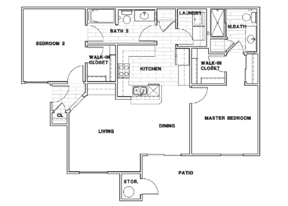 Almeria at Ocotillo B2 - floor plan - 2 bedroom 2 bath - 2D