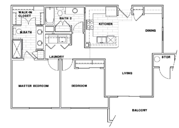 Almeria at Ocotillo B3 - floor plan - 2 bedroom 2 bath - 2D