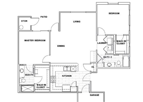 Almeria at Ocotillo B5 - floor plan - 2 bedroom 2 bath - 2D