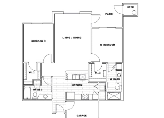 Almeria at Ocotillo B6.1 - floor plan - 2 bedroom 2 bath - 2D