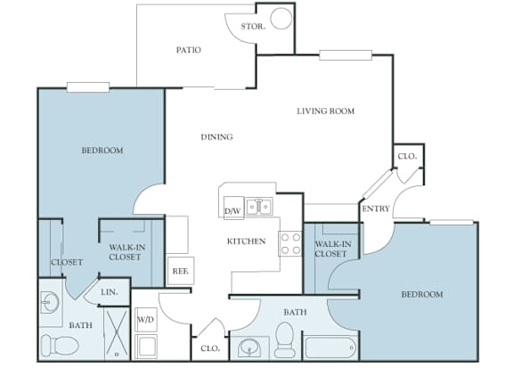 Almeria at Ocotillo B2 floor plan - 2 bedroom 2 bath - 2D