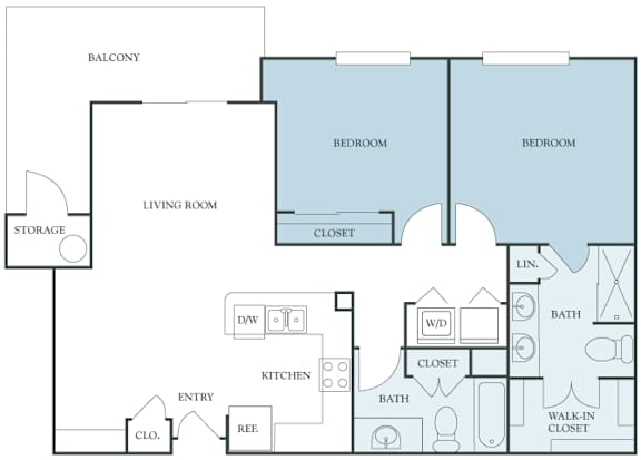 Almeria at Ocotillo B3 - floor plan - 2 bedroom 2 bath - 2D