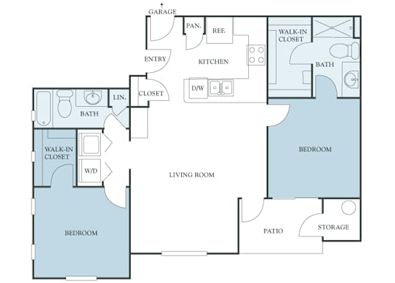 Almeria at Ocotillo B5 - floor plan - 2 bedroom 2 bath - 2D