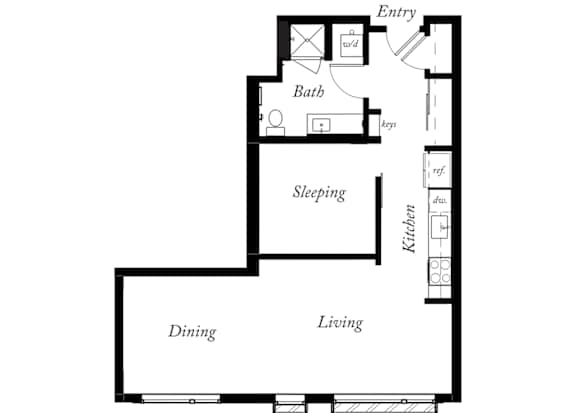 AM - 1 Bed -1 Bath - 720 Sq Ft - 2D - Willow Apartments