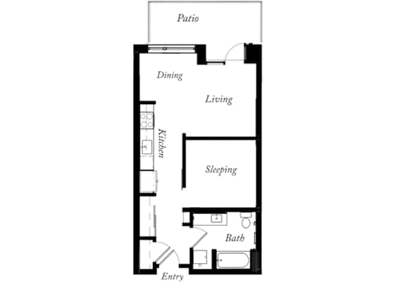 AP - 1 Bed -1 Bath - 586 Sq Ft - 2D - Willow Apartments