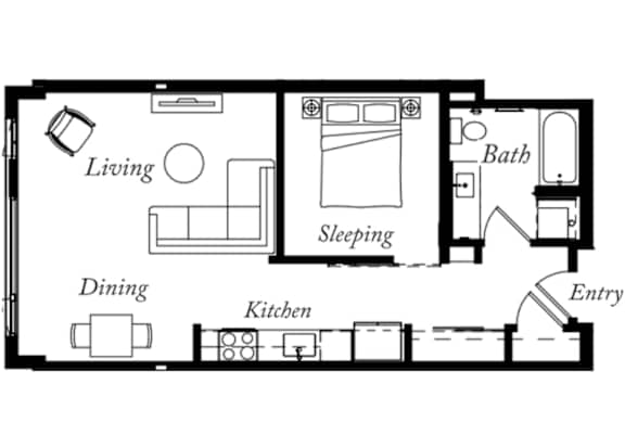 AQ - 1 Bed -1 Bath - 657 Sq Ft - 2D - Willow Apartments