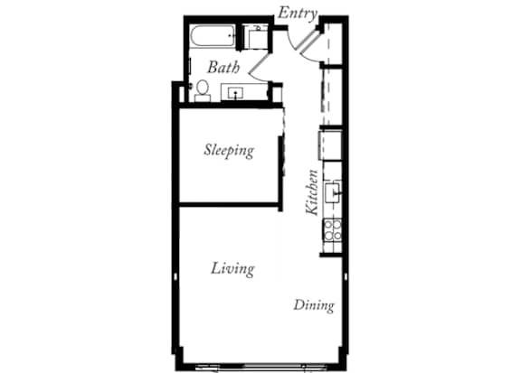 AS - 1 Bed -1 Bath - 634 Sq Ft - 2D - Willow Apartments