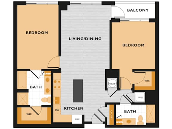 B04 - 2Bed 2Bath - The Perry 2D Floor Plan