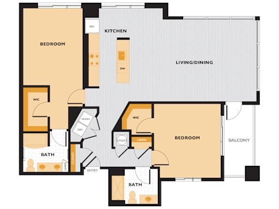 B06 - 2Bed 2Bath - The Perry 2D Floor Plan