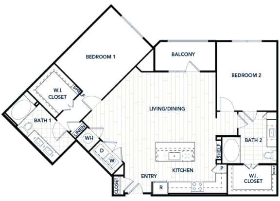 Juncture B10 floor plan 2 beds 2 baths 2D