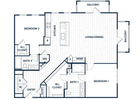 Juncture B11 floor plan 2 beds 2 baths 2D