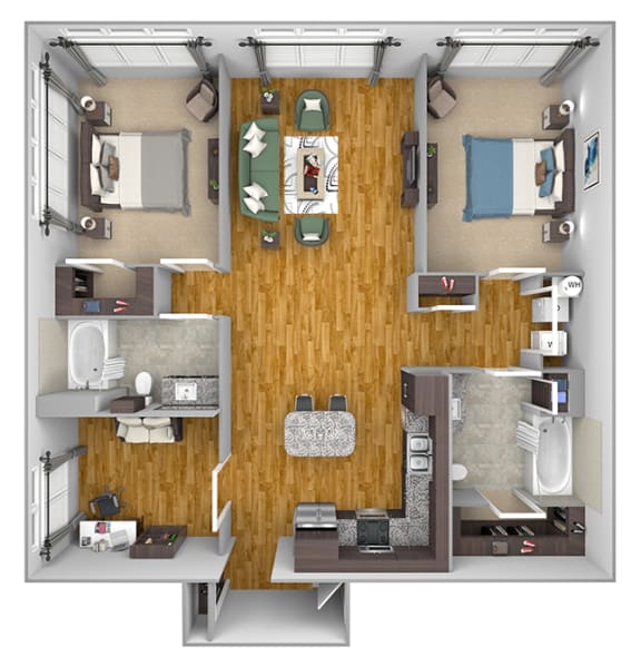 AVANT on Market Center - B11 - 2 bedroom and 2 bath -3D