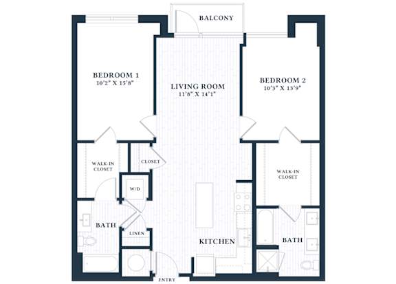 B12B - 2 Bed - 2 Bath - Brentford at the Mile - 2D Floor Plan