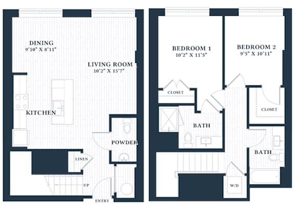 B14L - 2 Bed - 2 Bath - Brentford at the Mile - 2D Floor Plan