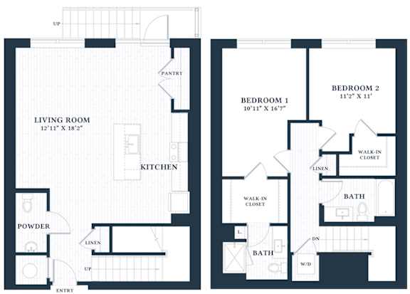 B15L - 2 Bed - 2 Bath - Brentford at the Mile - 2D Floor Plan