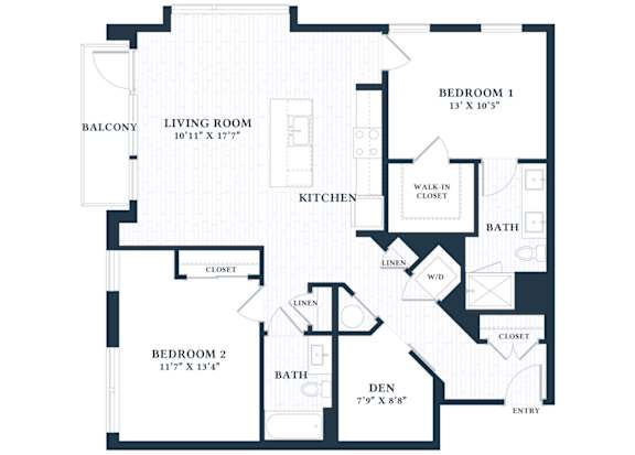 B17B - 2 Bed - 2 Bath - Brentford at the Mile - 2D Floor Plan