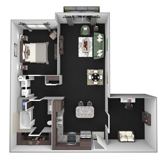 AVANT on Market Center - B1- 1 bedroom 1 den and 1 bath - 3D