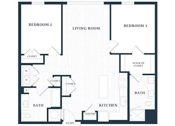 B201 - 2 Bed - 2 Bath - Brentford at the Mile - 2D Floor Plan