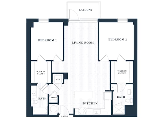 B203 - 2 Bed - 2 Bath - Brentford at the Mile - 2D Floor Plan