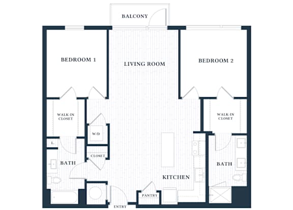 B205 - 2 Bed - 2 Bath - Brentford at the Mile - 2D Floor Plan