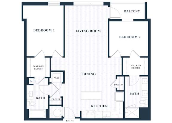 B207 - 2 Bed - 2 Bath - Brentford at the Mile - 2D Floor Plan