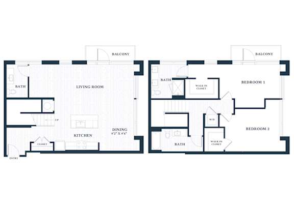 B26L - 2 Bed - 2 Bath - Brentford at the Mile - 2D Floor Plan