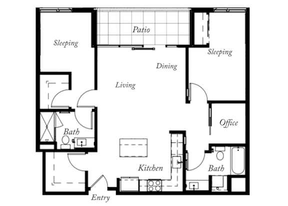 B27 Alt - 2 Bed - 2 Bath - 1026 Sq Ft - 2D - Willow Apartments