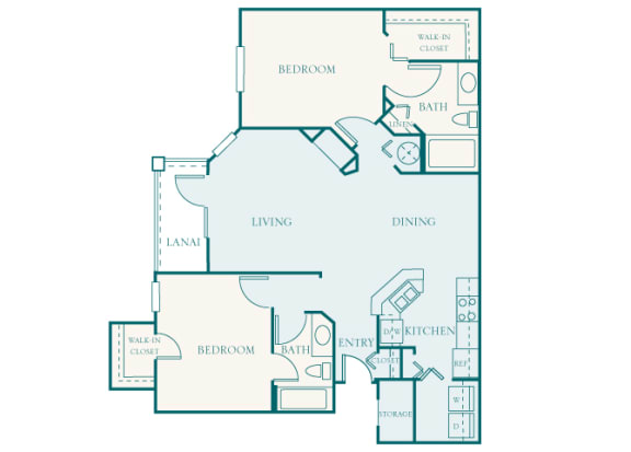Versant Place Apartments B2 Camellia 2D floor plan 2 bedroom 2 bath