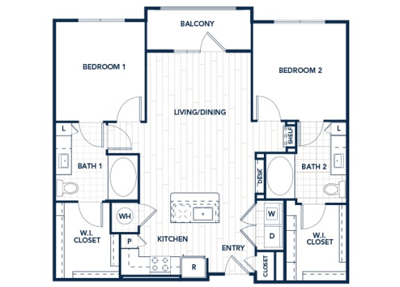 Juncture B2 floor plan 2 beds 2 baths 2D