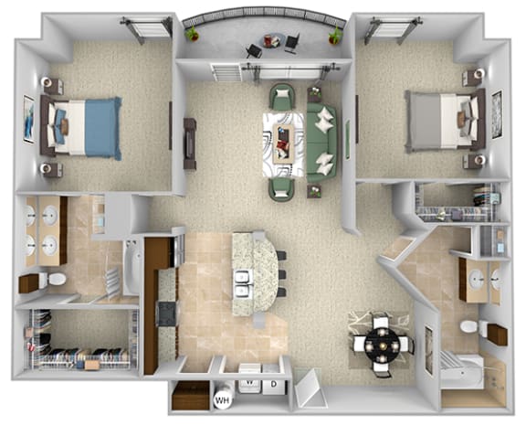 Monterra Las Colinas - B2 - 2 bedroom - 2 bath - 3D