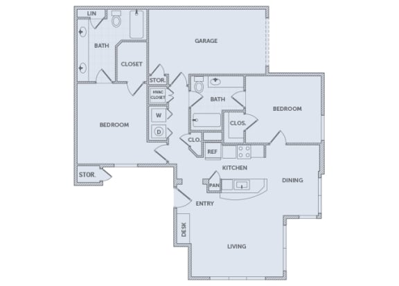 The Retreat at Cinco Ranch - B3 - 2 bed 2 bath 1 garage - 2D