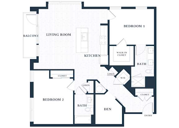 B301 - 2 Bed - 2 Bath - 1 Den - Brentford at the Mile - 2D Floor Plan