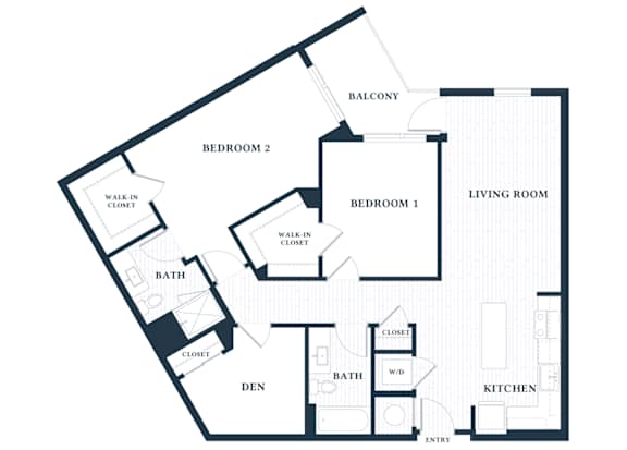 B302 - 2 Bed - 2 Bath - 1 Den - Brentford at the Mile - 2D Floor Plan