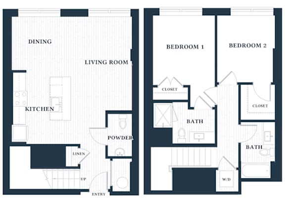 B304 - 2 Bed - 2 Bath - Brentford at the Mile - 2D Floor Plan