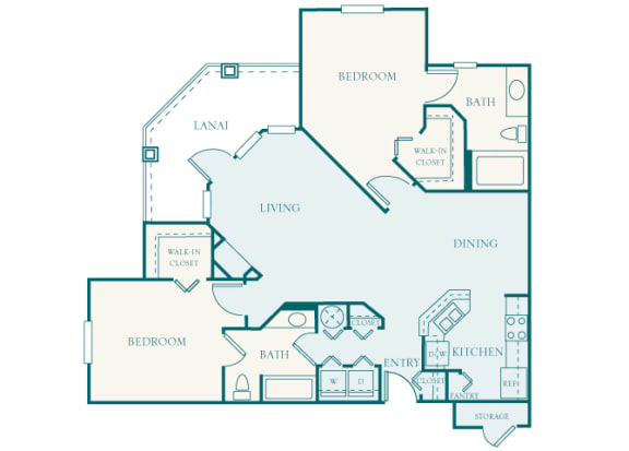 Versant Place Apartments B3 Dogwood 2D floor plan 2 bed 2 bath